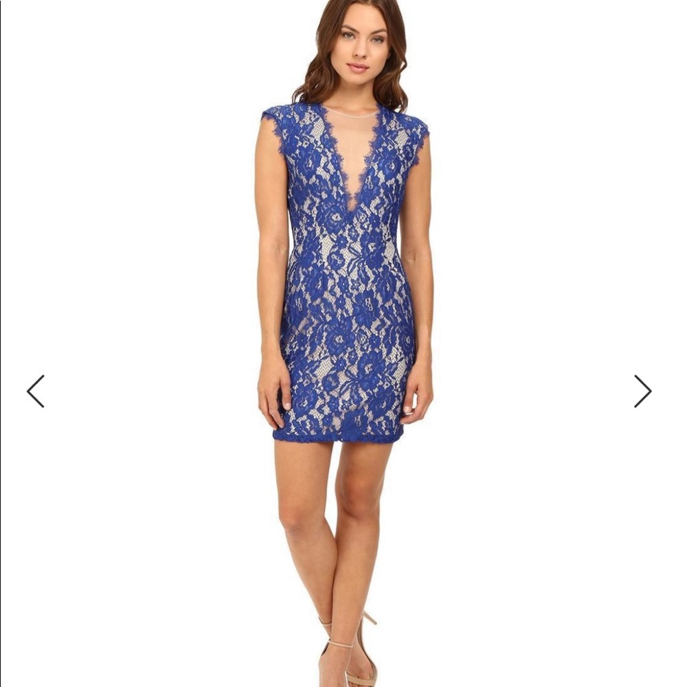Aidan Mattox blue Short Lace Dress